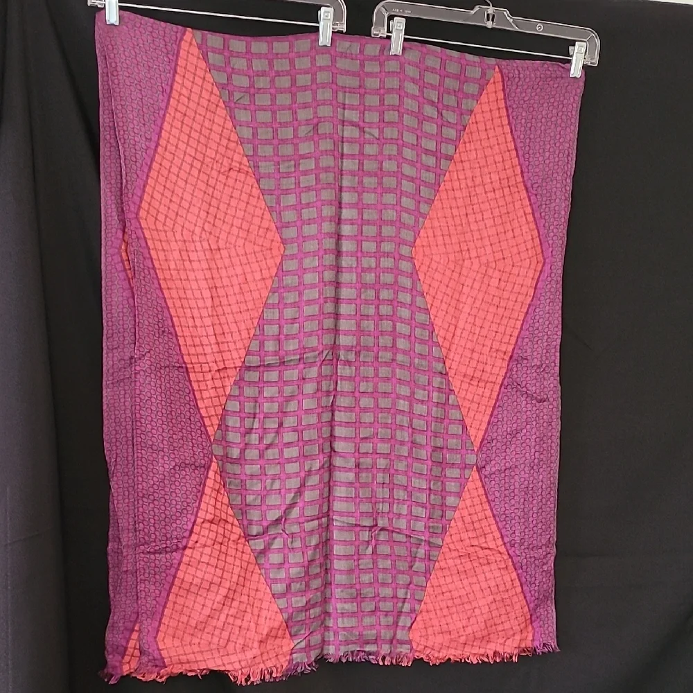 CAbi Bisou Purple and Red Geometric Patterned Scarf Style Number 111